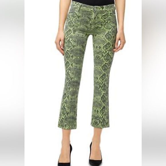 NWT J Brand Lime Boa Selena Mid-rise Cropped Boot Denim Sz 26 Neon - Picture 4 of 11